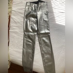 Silver leather leggings